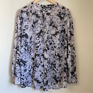 a.n.a. A New Approach Blouse Women’s 2XL Semi Shear Roll Tab Sleeve Multi Print